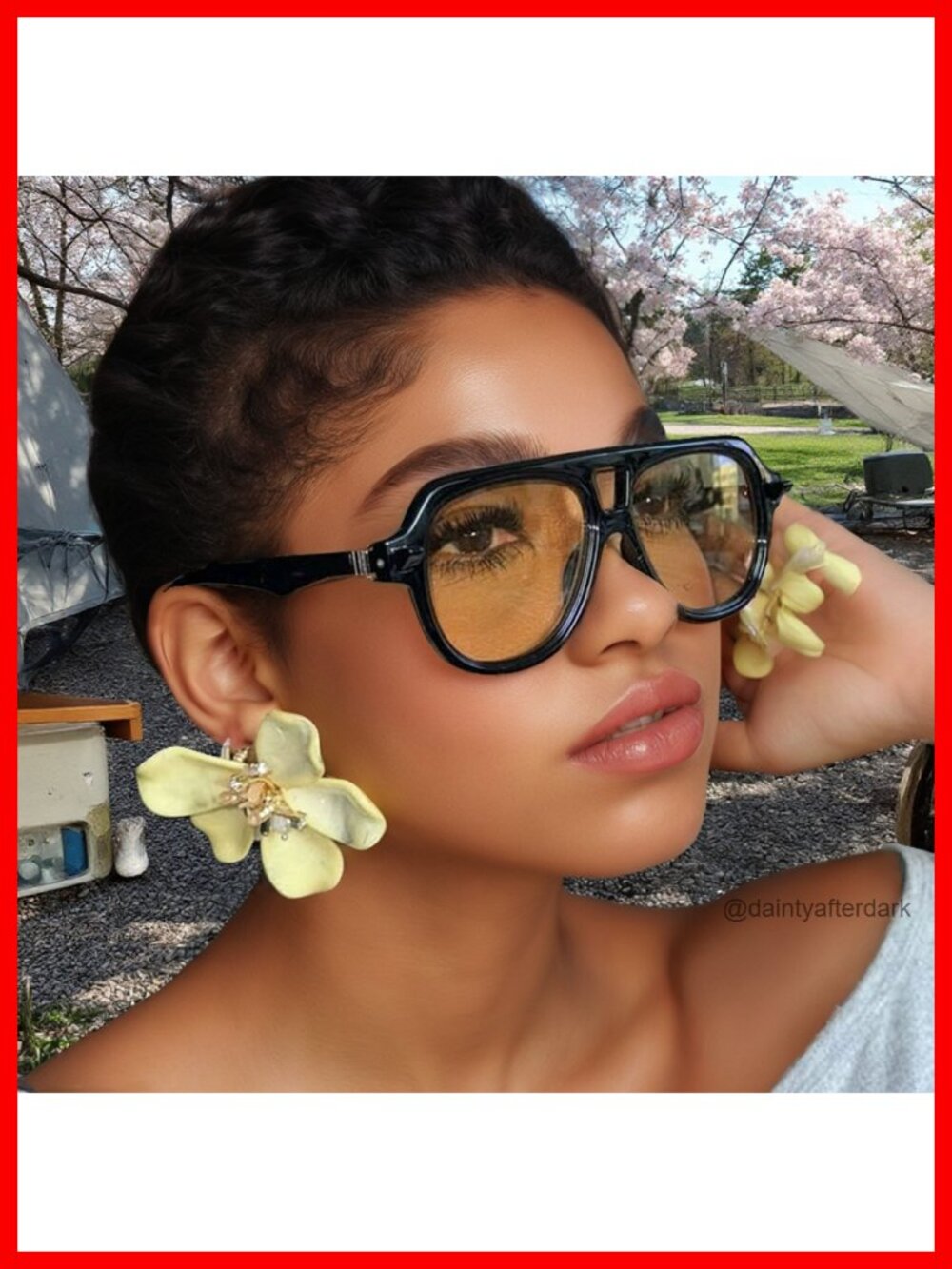 Retro Double Bridge Pilot Sunglasses with Gradient Clear Lens UV400 - Picture 6 of 6